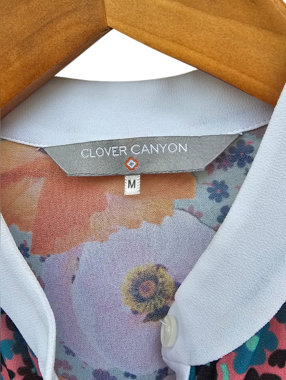 RARE Clover Canyon Pink Floral Colorful Longline Button-Front Robe Size M - Picture 2 of 13